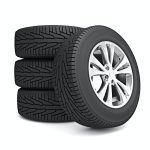 Set of car winter tires isolated